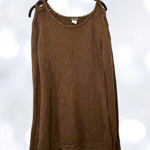 Chocolate Brown Sweater with Peek-a-Boo Sleeves